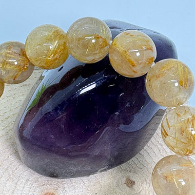 ブレスレット【1点限り】 針水晶 ルチルクォーツ 丸玉10㍉  パワーストーン　3Aクラス