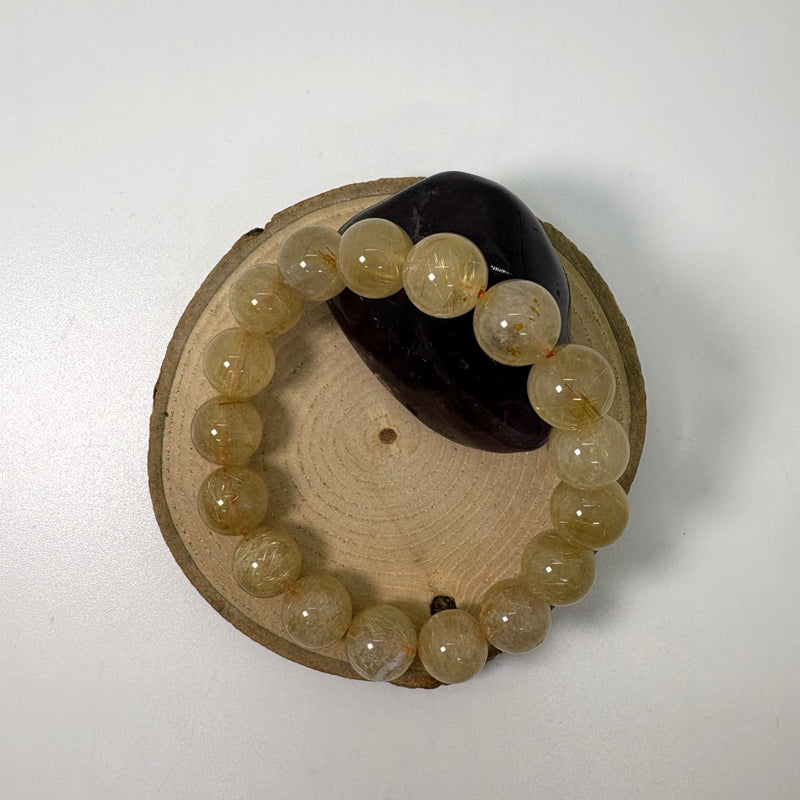 ブレスレット【1点限り】 針水晶 ルチルクォーツ 丸玉13㍉  パワーストーン　Aクラス