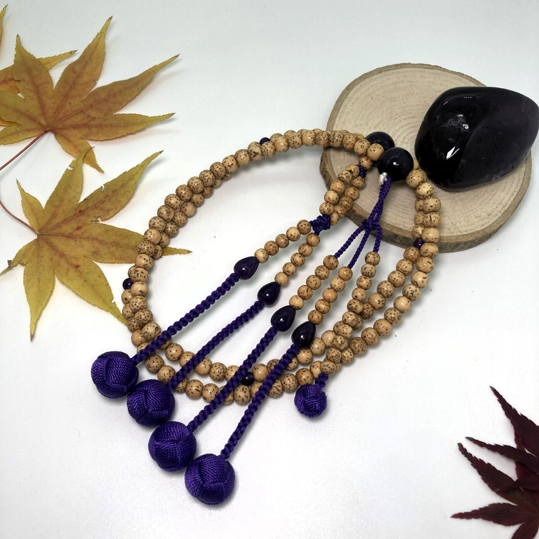 身延山 紫雲堂】 珠数 日蓮宗 星月菩提樹 一尺丸玉 編込房 色3種 親四