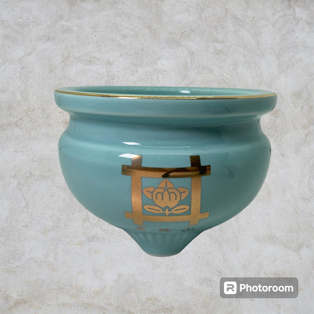 身延山 紫雲堂】 仏具 香炉 井桁紋入 日蓮宗 青磁 3.0寸～3.5寸 仏器