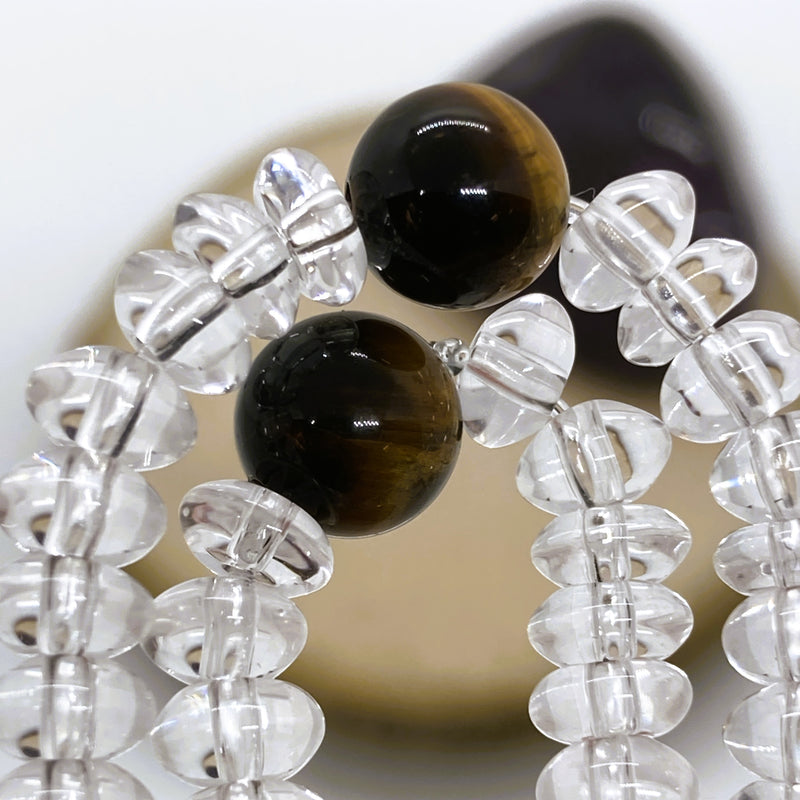 腕輪数珠 本水晶 108玉 最高級磨き フリーサイズ　親玉四天７種
