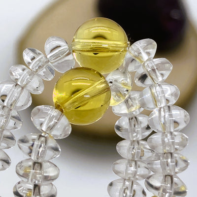 腕輪数珠 本水晶 108玉 最高級磨き フリーサイズ　親玉四天７種