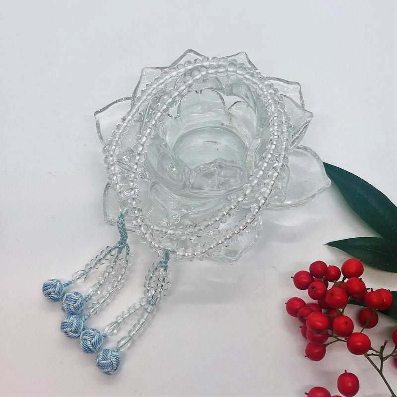 腕輪数珠 本水晶　紅水晶 108平玉 最高級磨き ７寸規格　中糸ゴム仕様