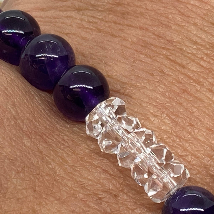 身延山 紫雲堂】 ブレスレット 紫水晶 アメジスト 平カット水晶