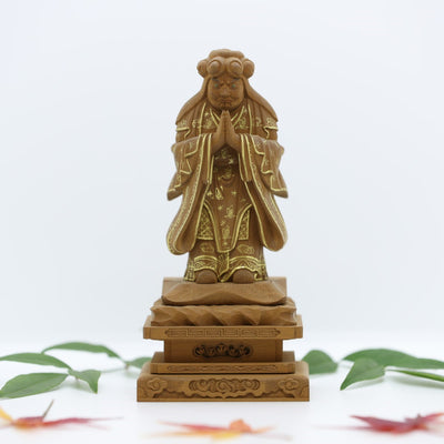 仏具 仏像 紅壇 中山鬼子母神像 立3.0寸 最上彫 金泥（金で衣模様）付 希少