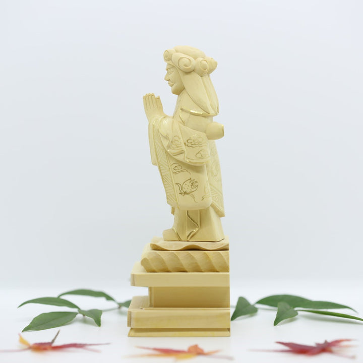 身延山 紫雲堂】 仏具 仏像 本柘植 中山鬼子母神像 立3.5寸～4.5寸