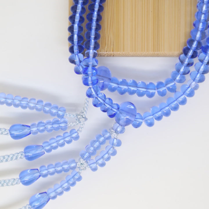 身延山 紫雲堂】 珠数 日蓮宗 ブルークォーツ 八寸平玉 編込房 水青 共