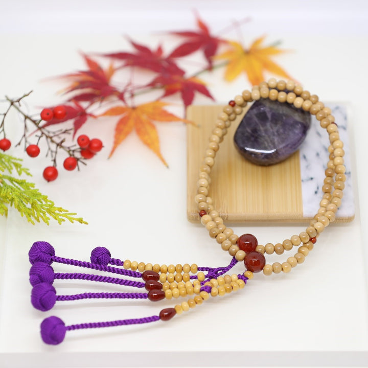 すず☆らん様　No.8 他　　計4点 身延山 紫雲堂】 珠数 日蓮宗 柘植 八寸丸玉 編込房 色3種 親四点瑪瑙仕立