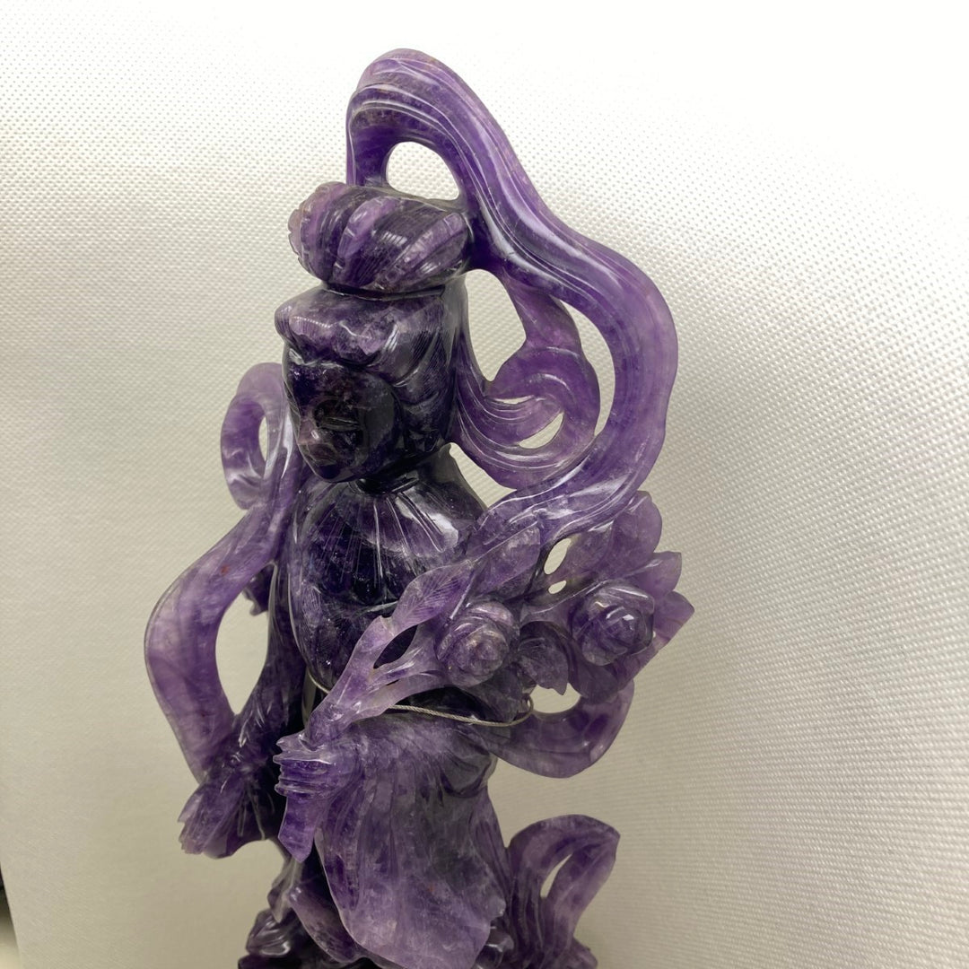 身延山 紫雲堂】 天然石 一級研磨細工師 アメジスト 観音像