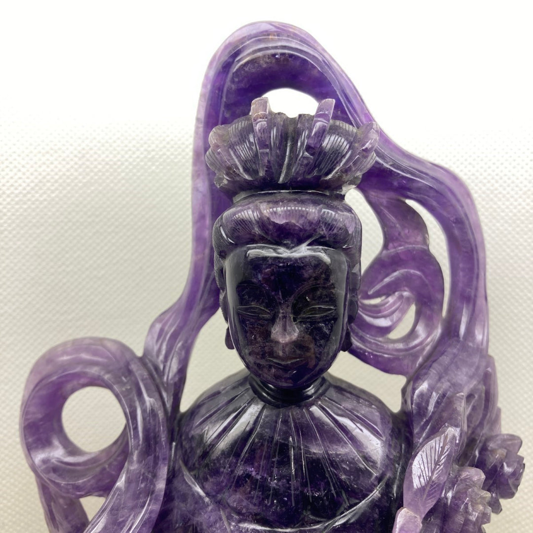 アメジスト観音像 身延山 紫雲堂】 天然石 一級研磨細工師 アメジスト 観音像