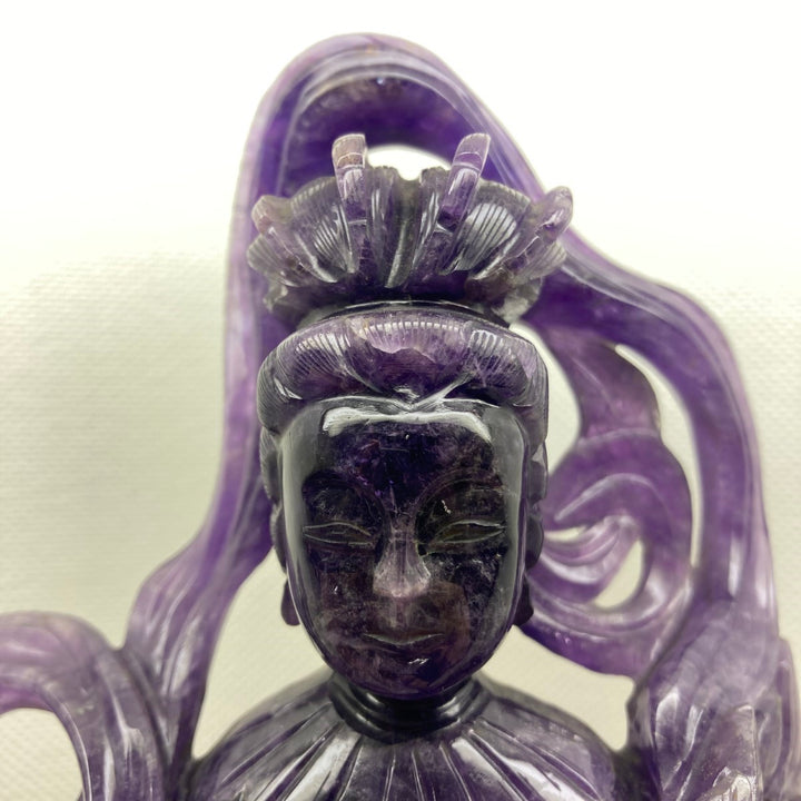 アメジスト観音像 身延山 紫雲堂】 天然石 一級研磨細工師 アメジスト 観音像