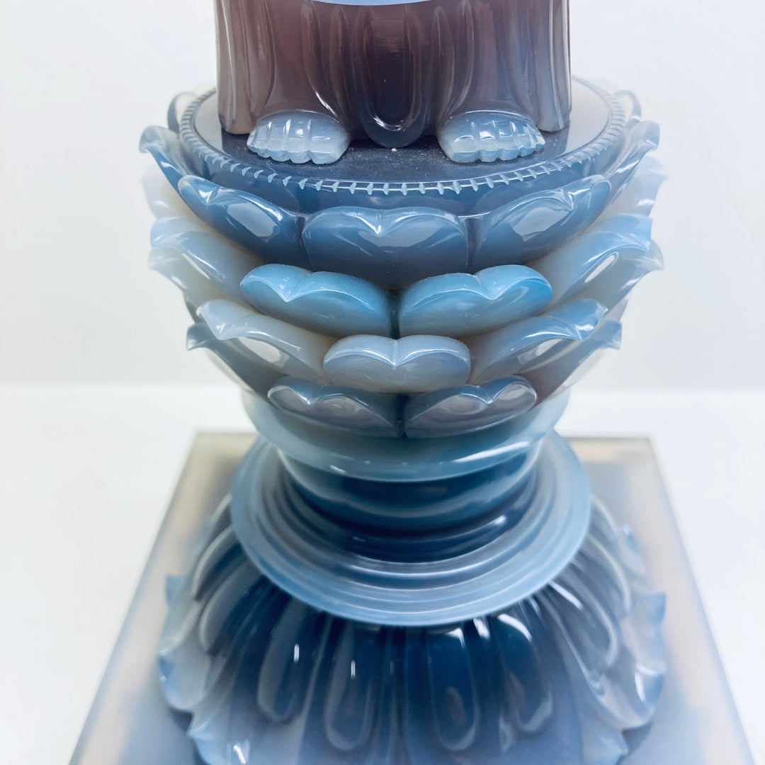身延山 紫雲堂】 天然石 一級研磨細工師 縞瑪瑙 山梨県彫刻美術展最
