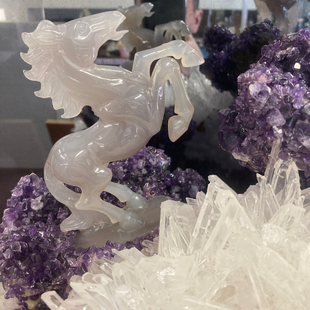 0606169  天然瑪瑙水晶共生月型 0606169 天然瑪瑙水晶共生月型